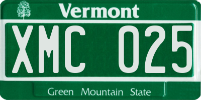 VT license plate XMC025