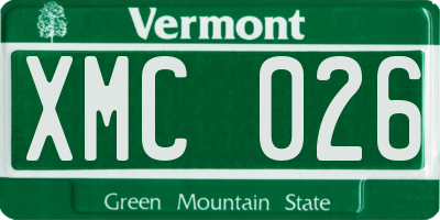 VT license plate XMC026