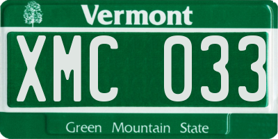 VT license plate XMC033