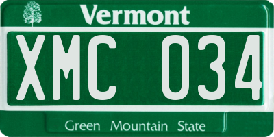 VT license plate XMC034