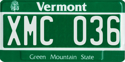 VT license plate XMC036