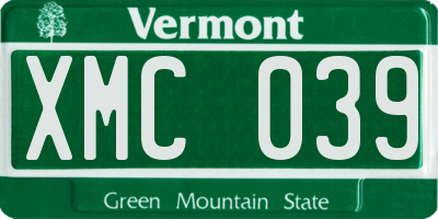 VT license plate XMC039