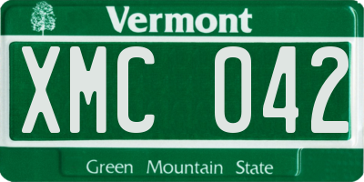 VT license plate XMC042