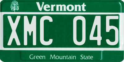 VT license plate XMC045