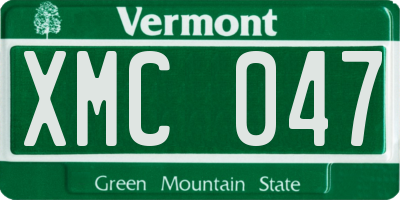 VT license plate XMC047