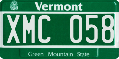 VT license plate XMC058