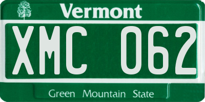 VT license plate XMC062