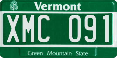 VT license plate XMC091