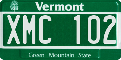 VT license plate XMC102