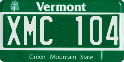 VT license plate XMC104