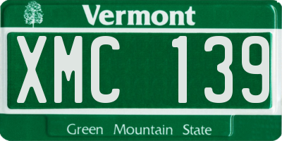 VT license plate XMC139