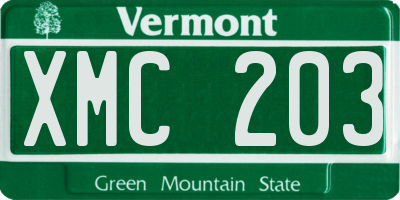 VT license plate XMC203