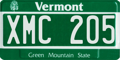 VT license plate XMC205