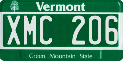 VT license plate XMC206