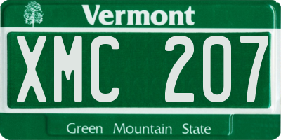 VT license plate XMC207