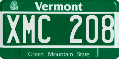 VT license plate XMC208