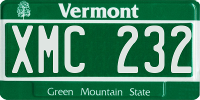 VT license plate XMC232