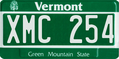 VT license plate XMC254