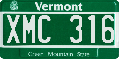 VT license plate XMC316