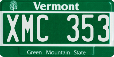 VT license plate XMC353