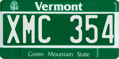 VT license plate XMC354