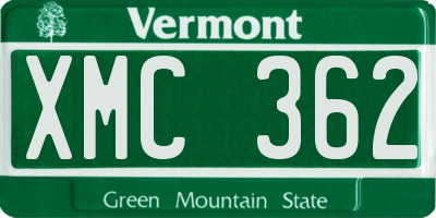 VT license plate XMC362