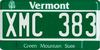 VT license plate XMC383