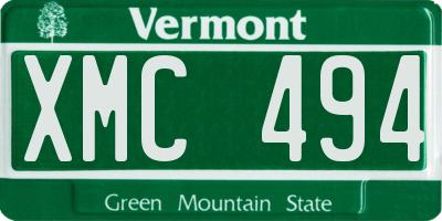 VT license plate XMC494