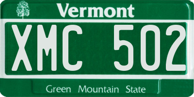 VT license plate XMC502