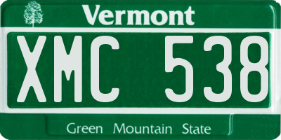 VT license plate XMC538
