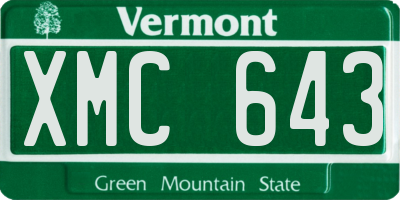 VT license plate XMC643