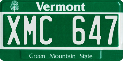 VT license plate XMC647