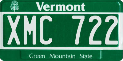 VT license plate XMC722