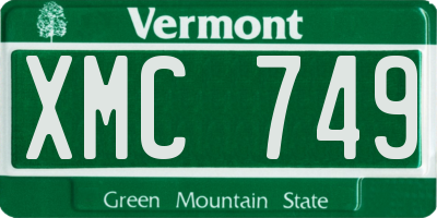 VT license plate XMC749