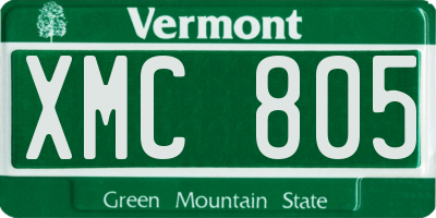 VT license plate XMC805