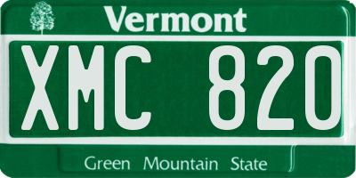 VT license plate XMC820
