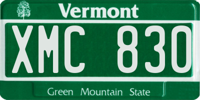 VT license plate XMC830