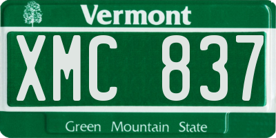 VT license plate XMC837