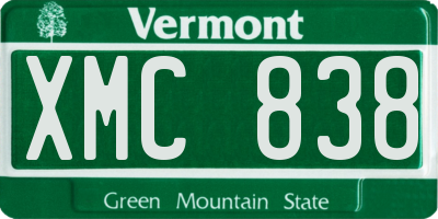 VT license plate XMC838