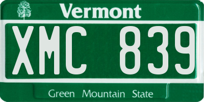 VT license plate XMC839