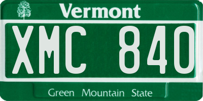 VT license plate XMC840