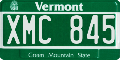 VT license plate XMC845