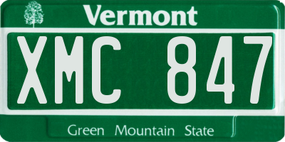 VT license plate XMC847