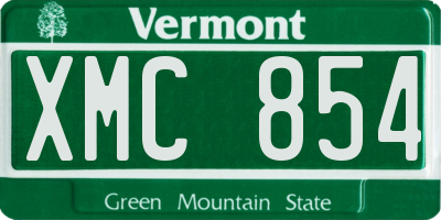 VT license plate XMC854