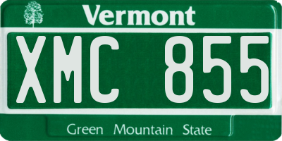 VT license plate XMC855