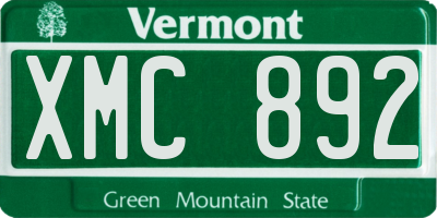 VT license plate XMC892
