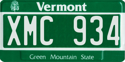 VT license plate XMC934