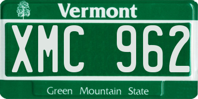 VT license plate XMC962