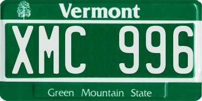 VT license plate XMC996
