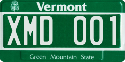 VT license plate XMD001